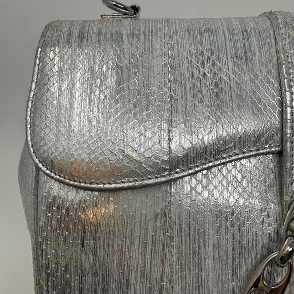 Ferragamo Snakeskin Metallic Silver Crystal Bag - Picture 11 of 12